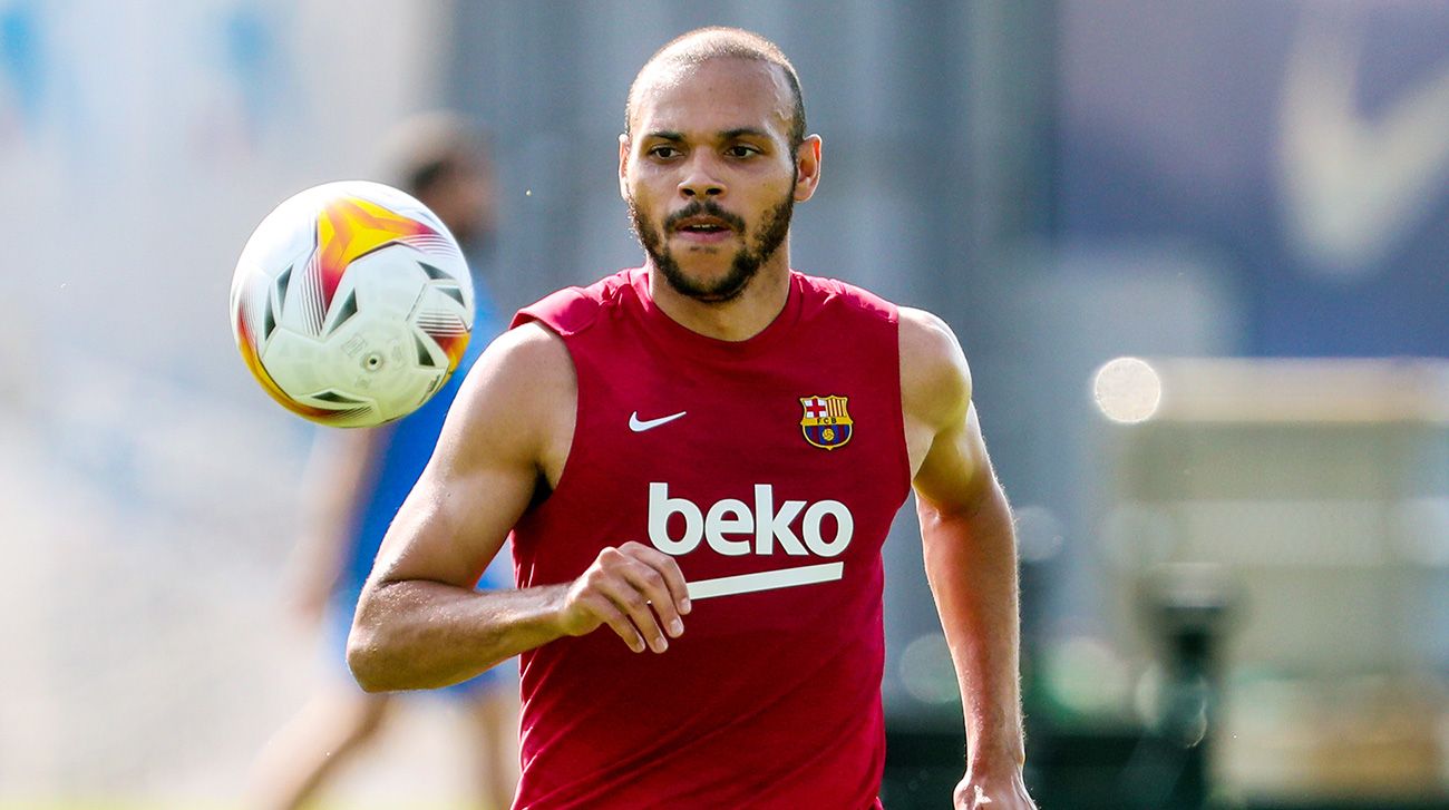 Martin Braithwaite en un entrenamiento / Imagen: Twitter Oficial FCB