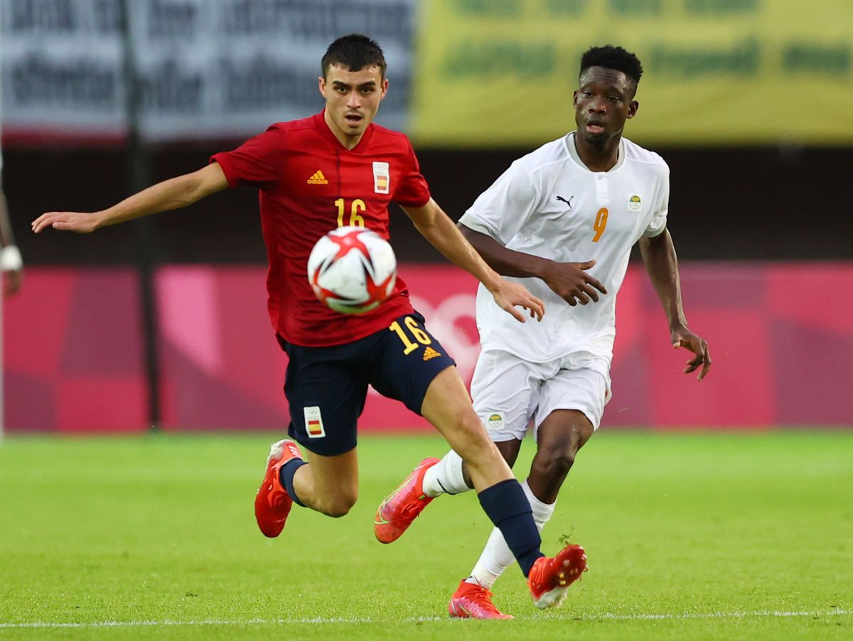 Pedri In the party between Spain and Ivory Coast of the Olympic games of Tokyo / photo: @elchirinquitotv