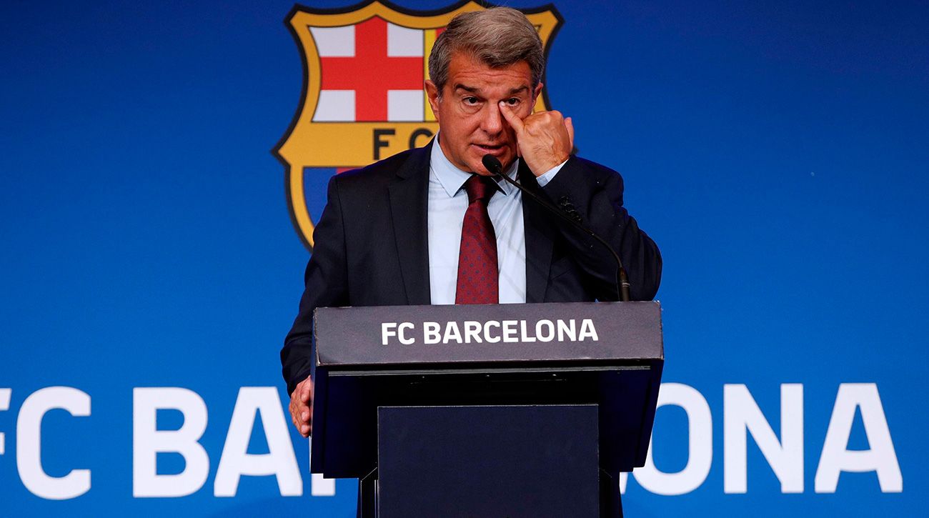 Joan Laporta en la despedida de Leo Messi