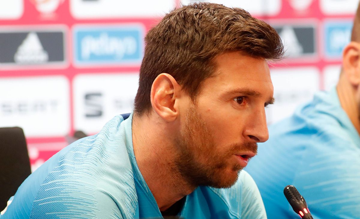Leo Messi, during a press conference in an image of archive