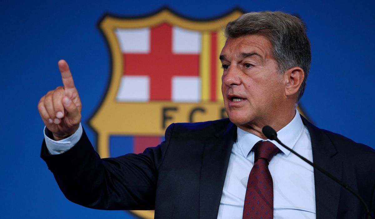 Joan Laporta during a press conference