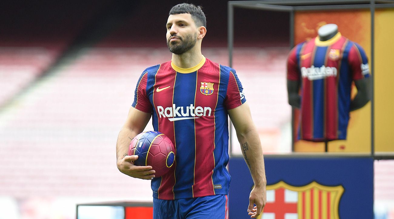 El Kun Agüero en su presentación