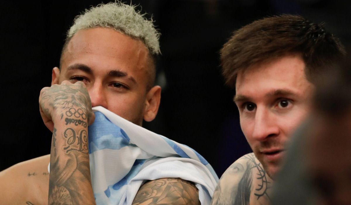 Lionel Messi y Neymar en la final de la Copa América