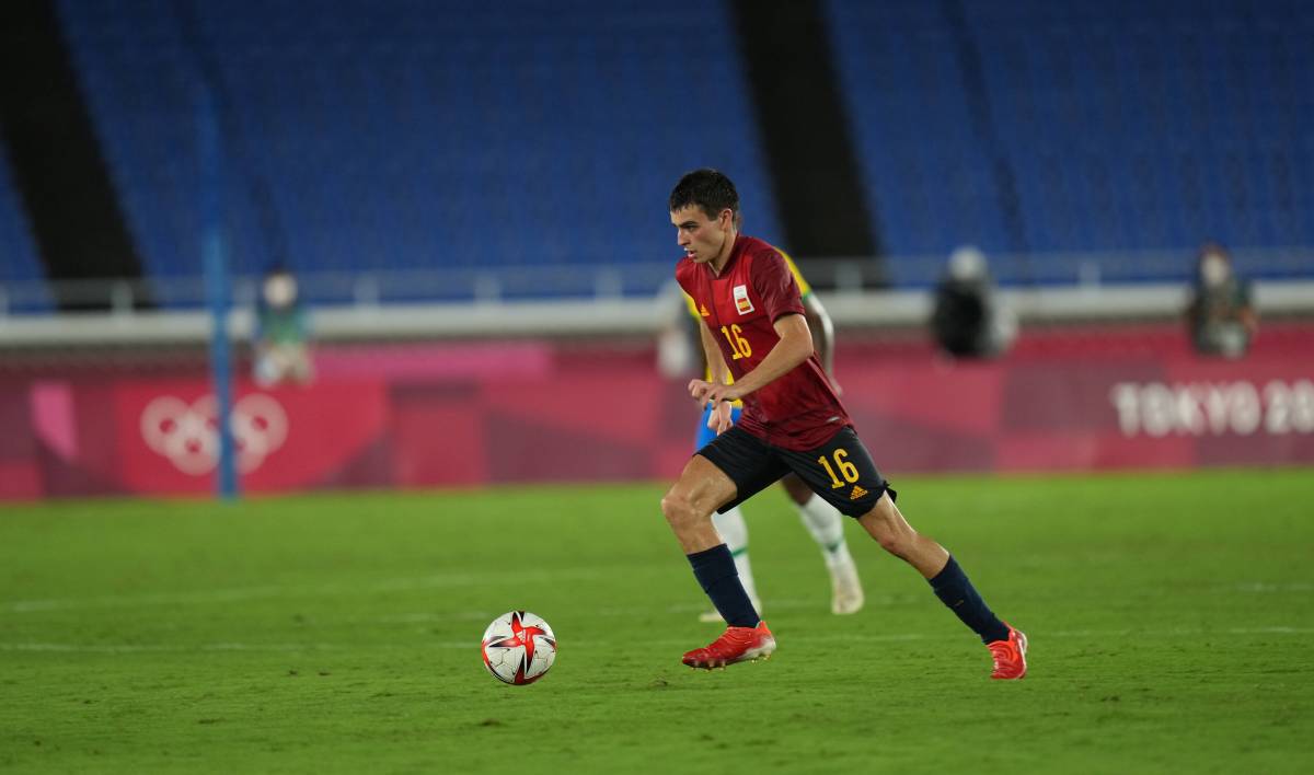 Pedri, during the olympic final in front of Brazil