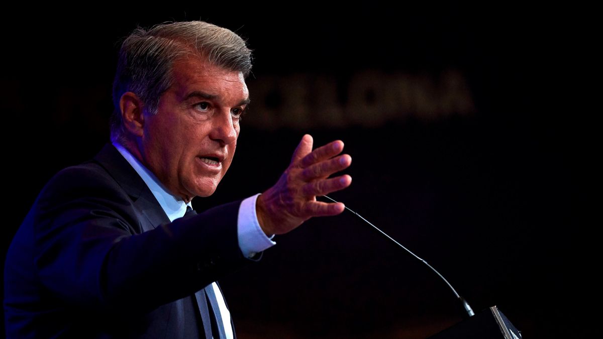 Joan Laporta, durante una conferencia de prensa