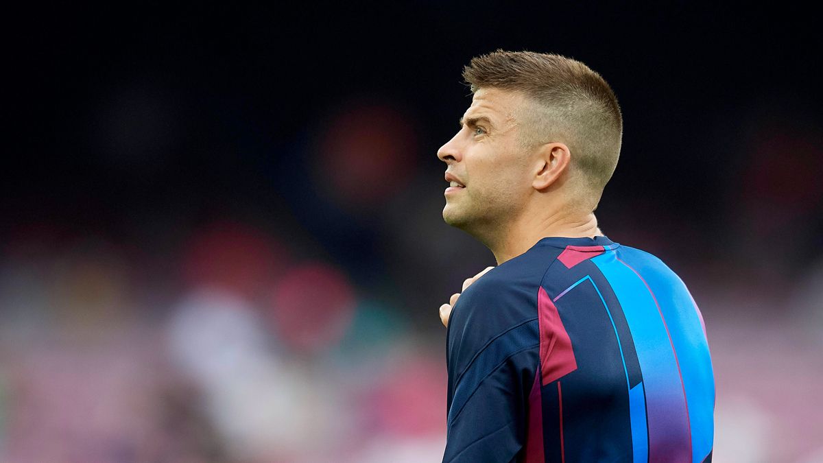 Gerard Piqué durante un calentamiento