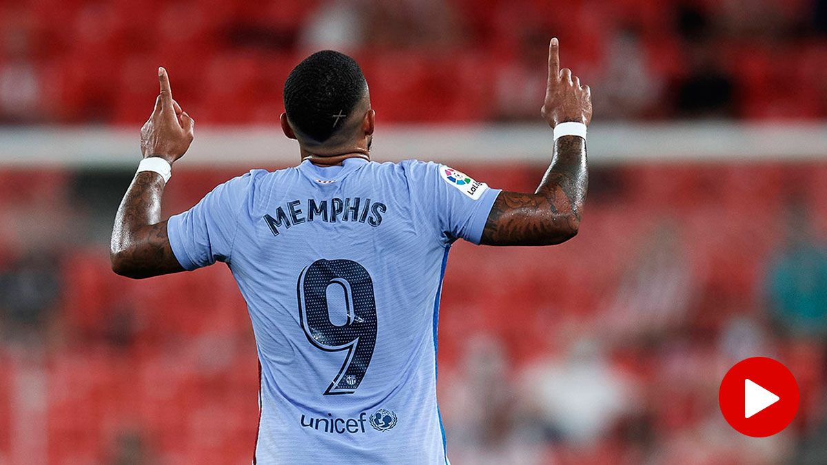 Memphis Depay, celebrando el gol marcado contra el Athletic