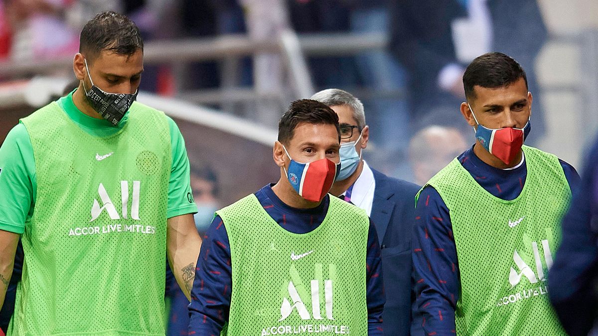 Leo Messi, before the Reims-PSG of Ligue 1