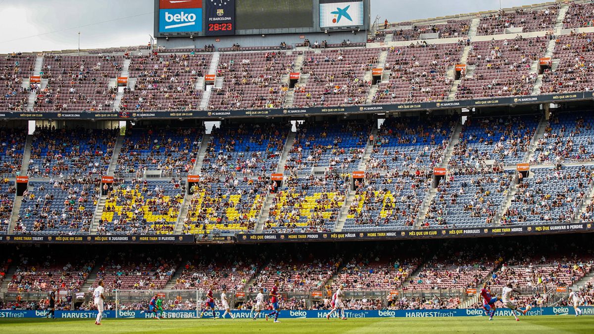 The Camp Nou, during a match of LaLiga