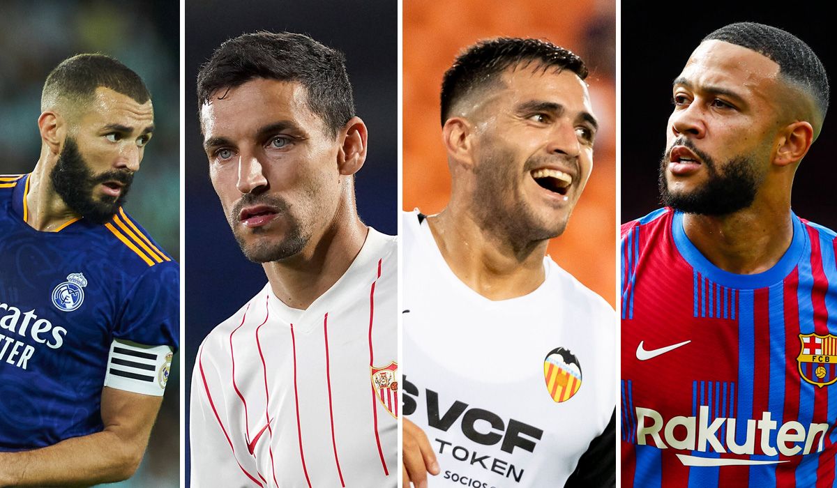 Benzema, Navas, Maxi Gomez y Memphis, jugadores de LaLiga