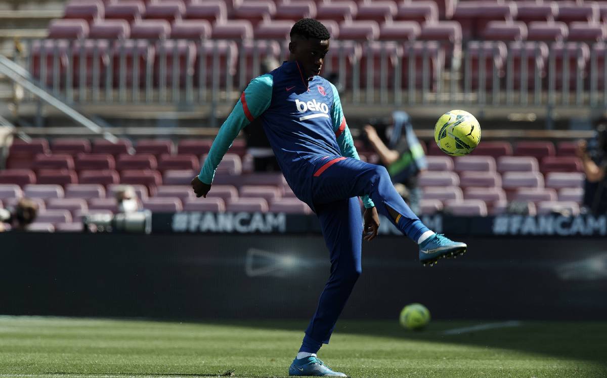 Ilaix Moriba, in a training of the FC Barcelona