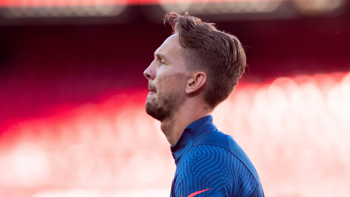 Luuk de Jong, durante un calentamiento