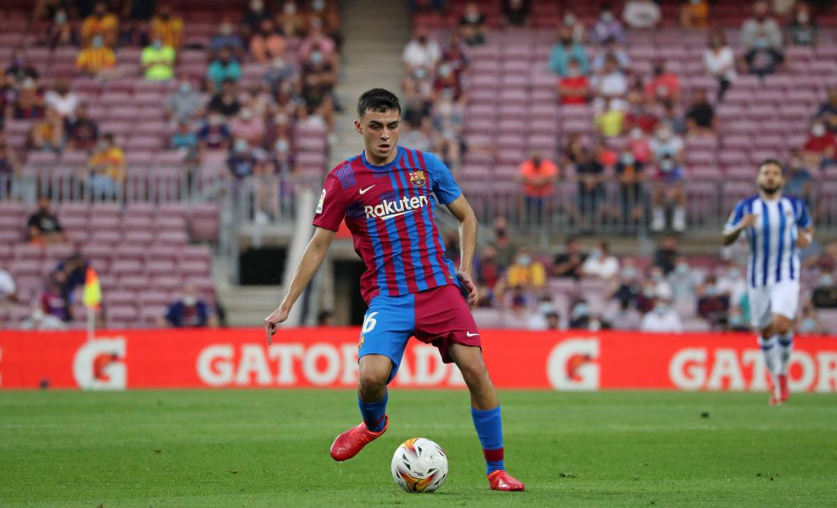 Pedri González, in front of the Real Sociedad