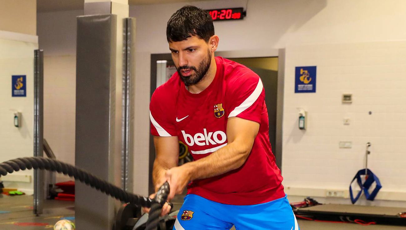 El Kun Agüero en plena recuperación / Imagen: Twitter Oficial FCB