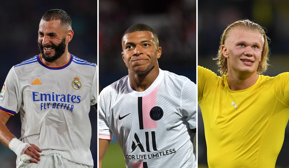 Karim Benzema, Kylian Mbappé y Erling Haaland, el tridente que quiere el Real Madrid