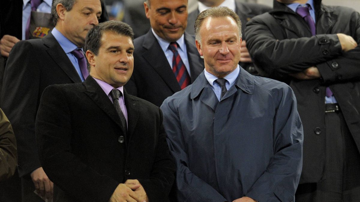 Joan Laporta and Karl Heinz Rummenigge in an image of archive
