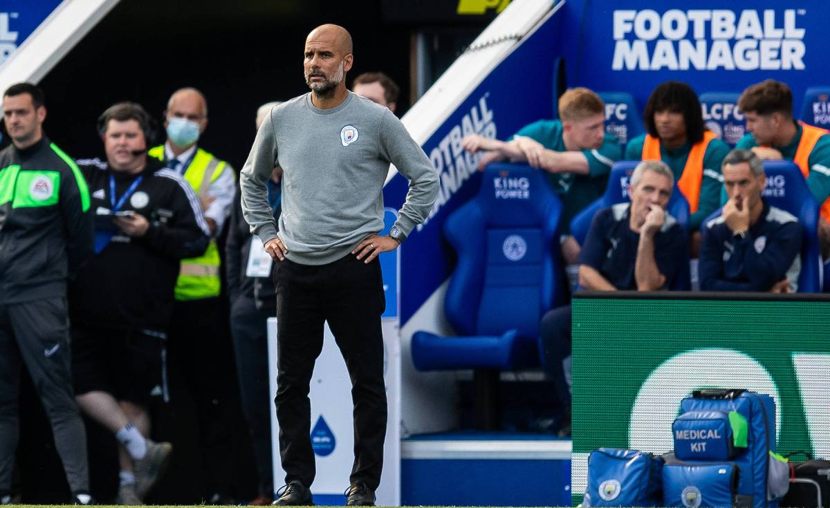 Pep Guardiola durante un partido del Manchester Ciry