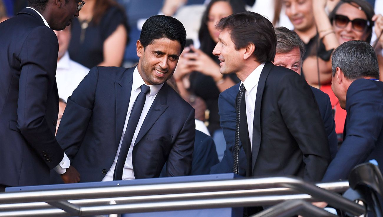 Leonardo y Nasser Al-Khelaïfi en el palco