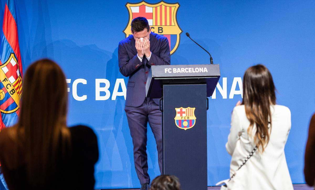 Lionel Messi en su despedida del FC Barcelona