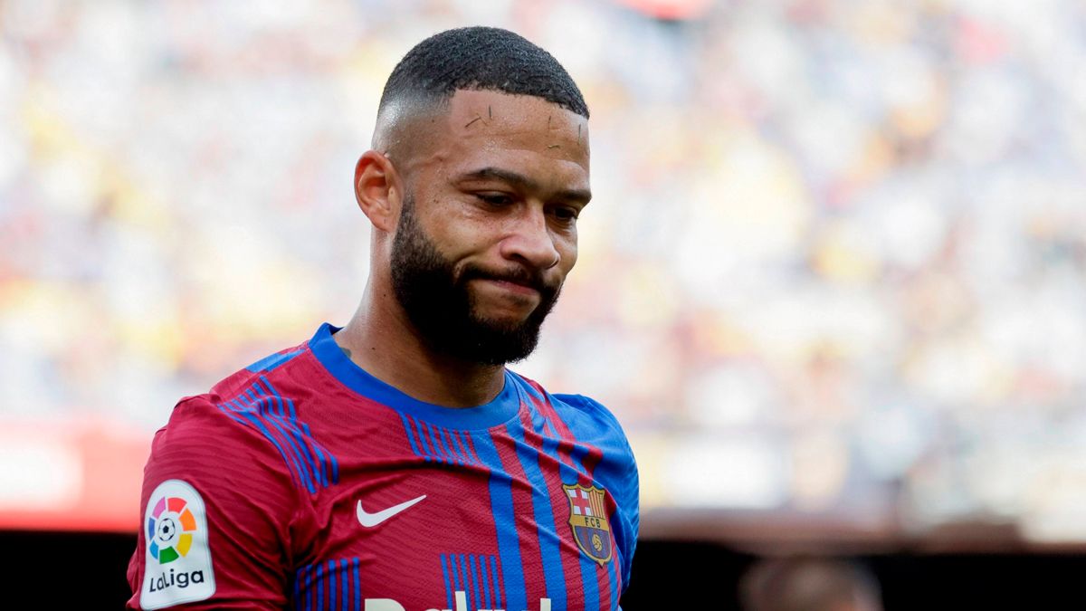 Memphis Depay, during a LaLiga match with Barça