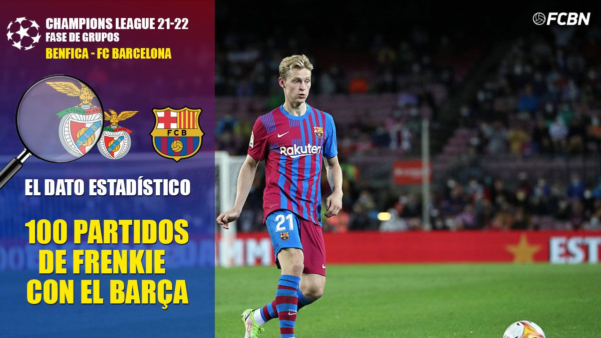 Frenkie de Jong cumplio cien partidos con el Barcelona ante el Benfica