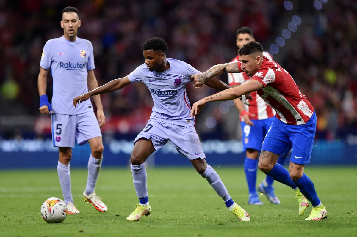 Ansu Fati en el partido con el Atlético de Madrid