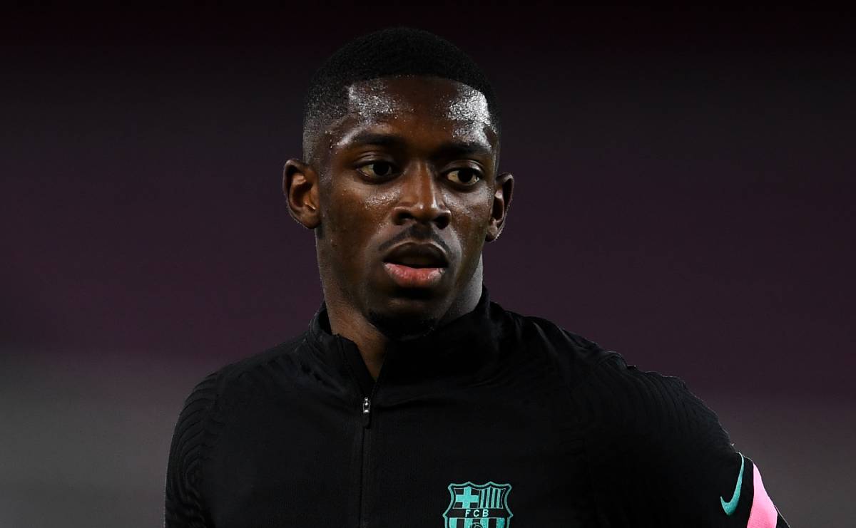 Ousmane Dembélé, en un calentamiento con el Barça