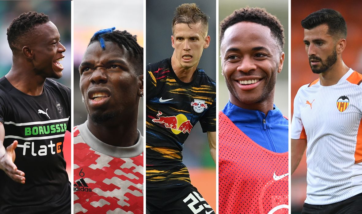 De izquierda a derecha: Zakaria, Pogba, Dani Olmo, Sterling y Gayà, jugadores que han estado en el radar del Barça