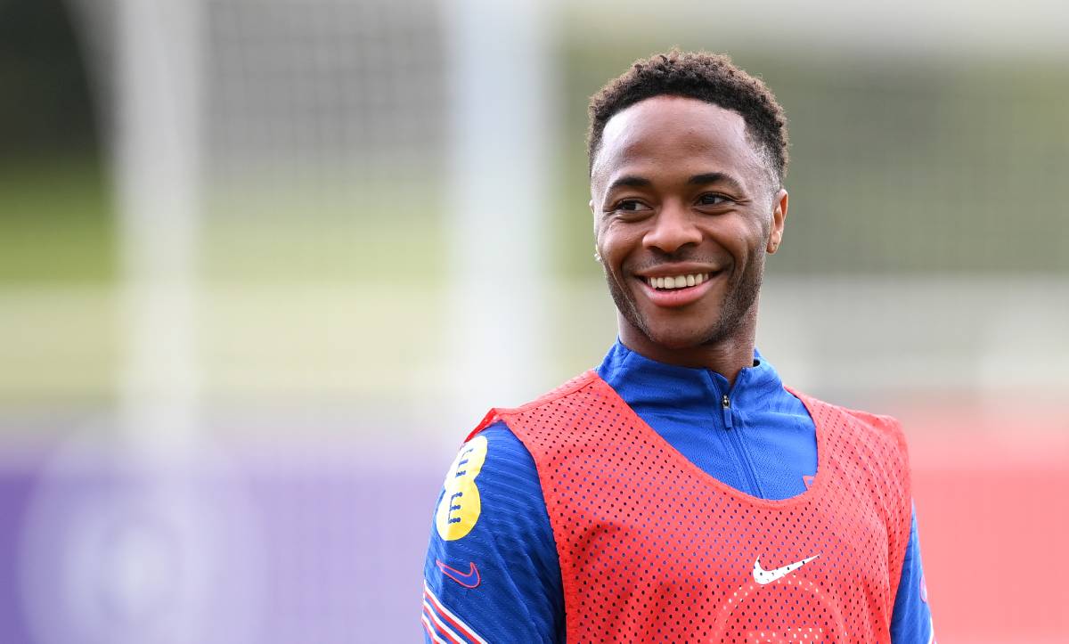 Raheem Sterling in a training of the English selection