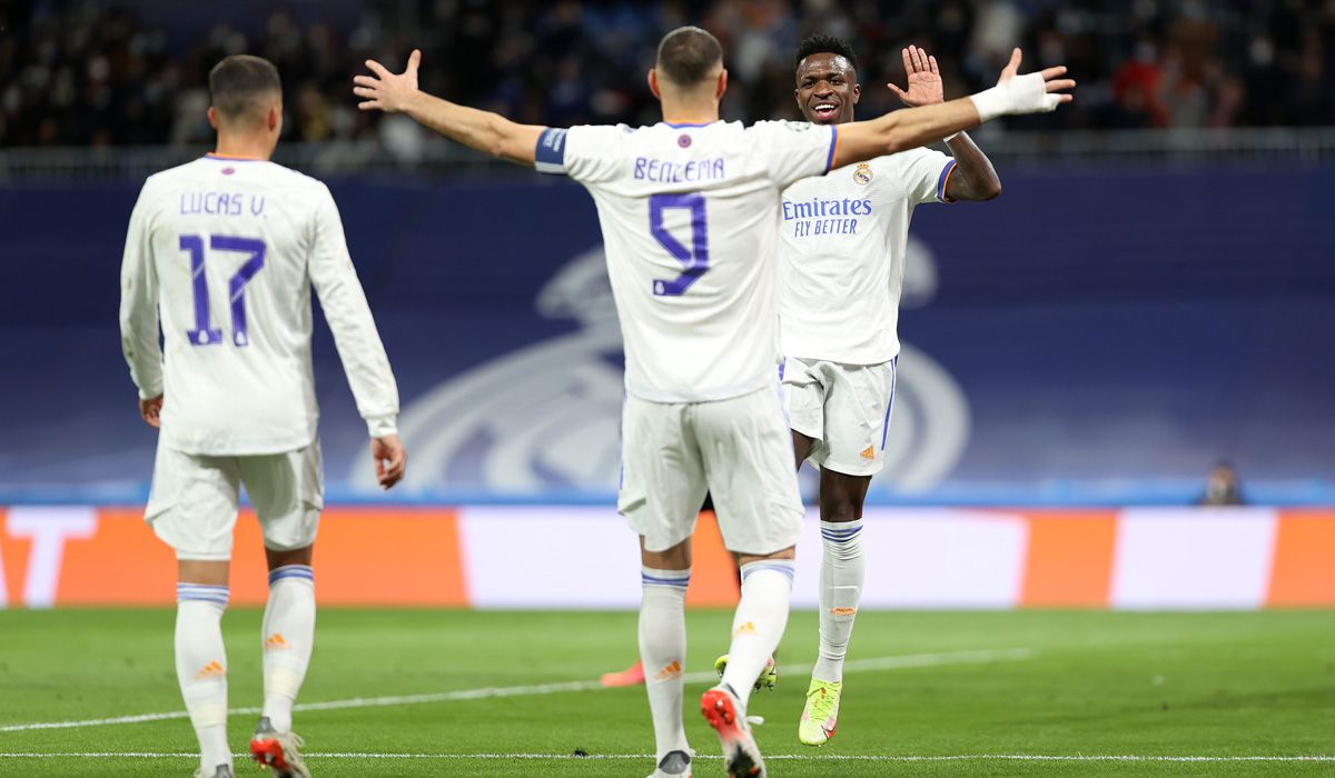 Karim Benzema and Vinicius Jr celebrate a so much of the Real Madrid in Champions