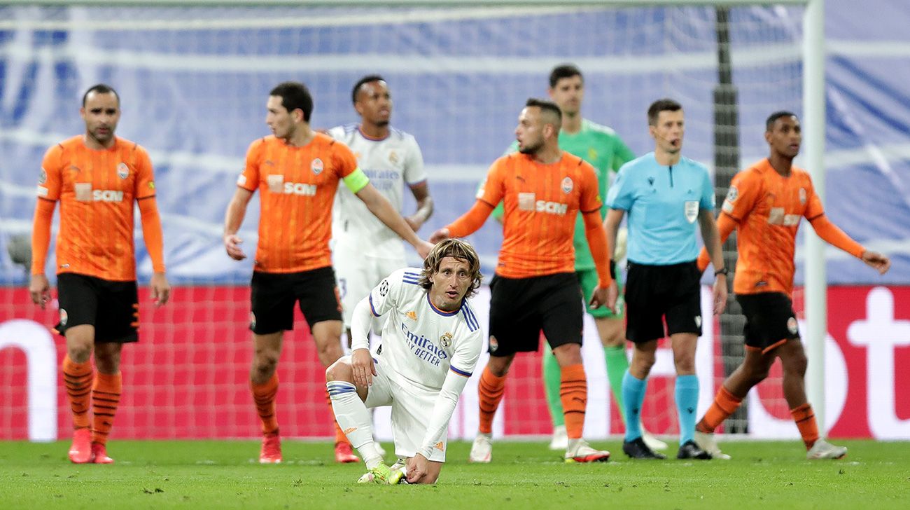 Luka Modric después del gol del Shakhtar