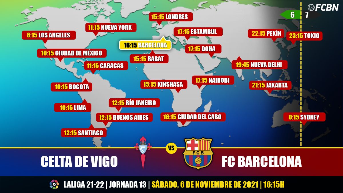 Schedules of Celta de Vigo vs FC Barcelona of LaLiga Santander