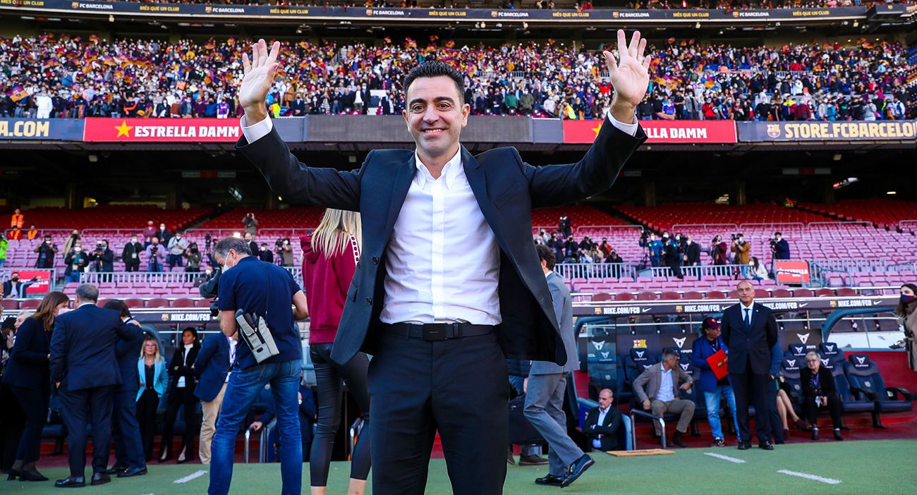 Xavi in the day of his presentation with the Barça / Image: Twitter Official FCB