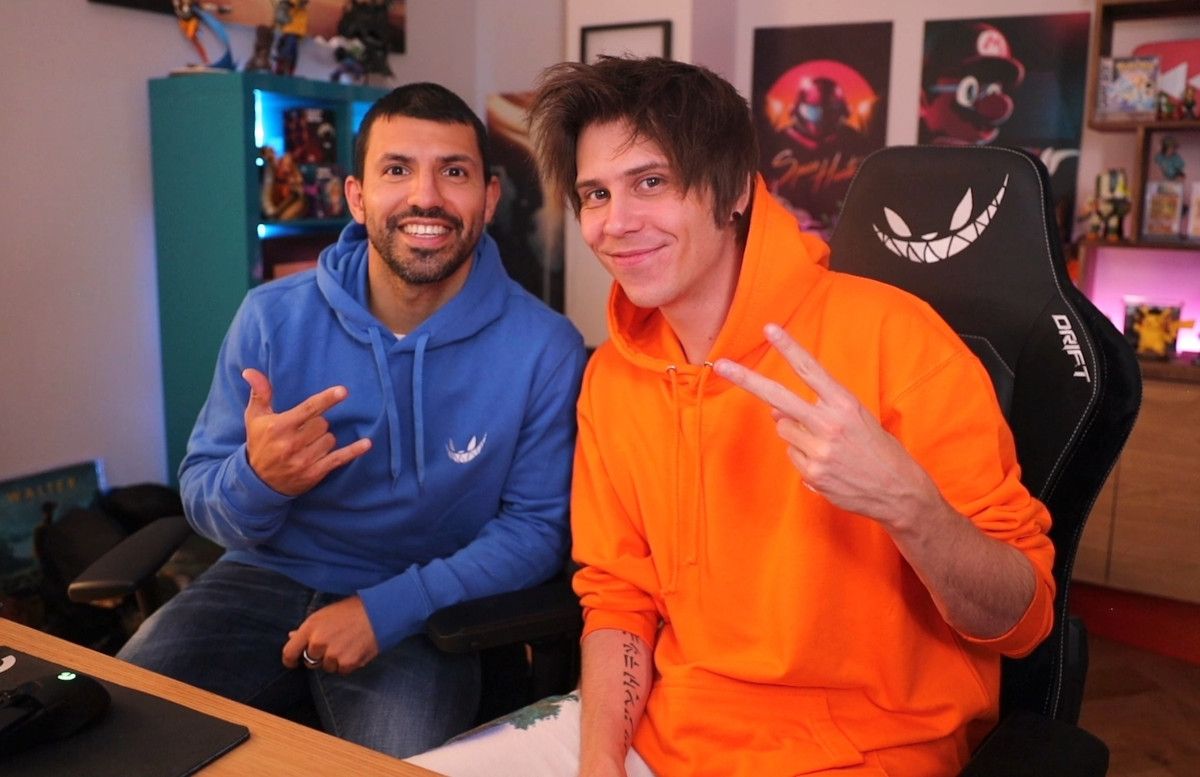 The Rubius and the Kun Agüero together / Photo: Twitter @rubius5
