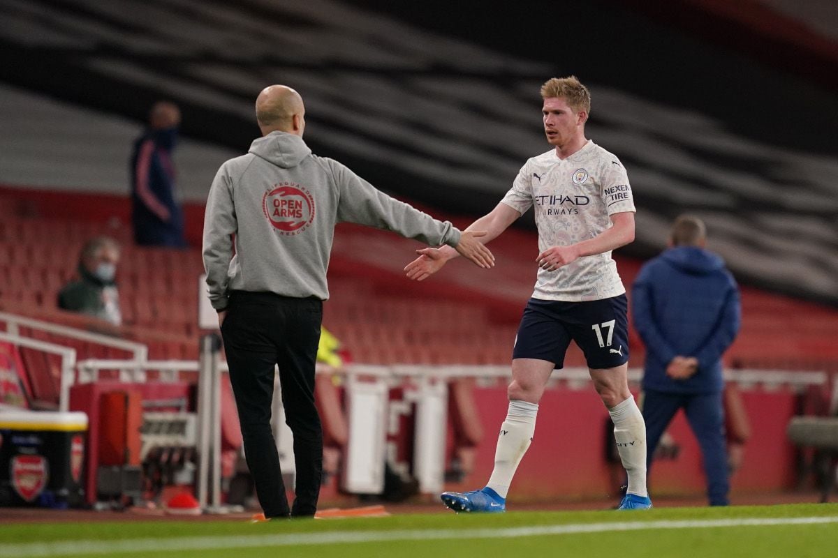 Guardiola And Kevin Of Bruyne in a party of the Premier