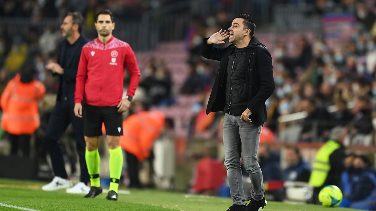 Xavi Hernández during the Barça-Espanyol of LaLiga