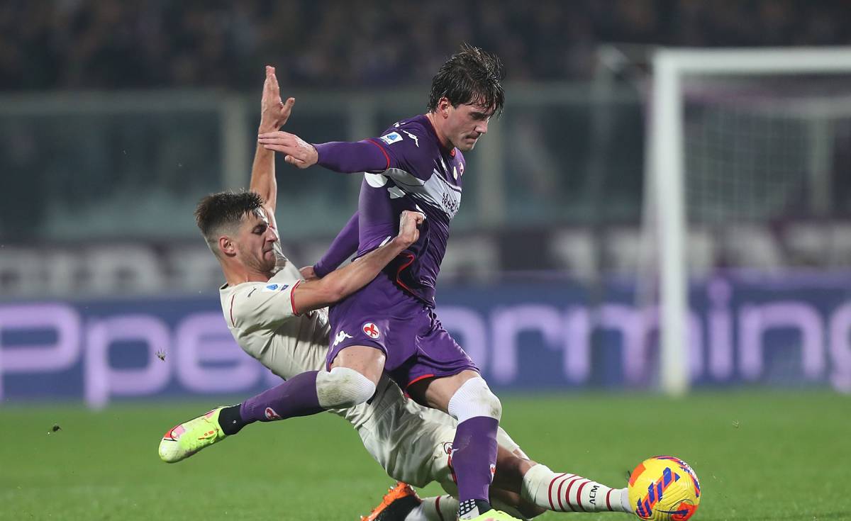 Dusan Vlahovic, in the Fiorentina-Milan