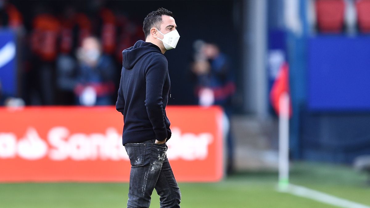 Xavi Hernández before the Osasuna-Barça of LaLiga
