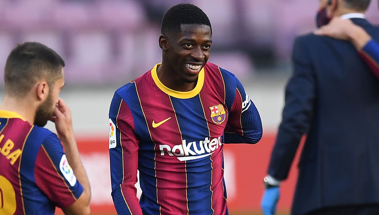 Dembélé sonrie después de un partido