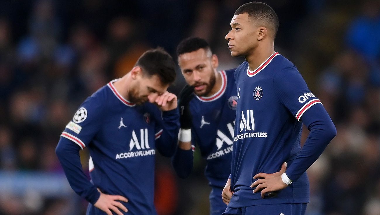 Messi, Neymar y Mbappé en un partido