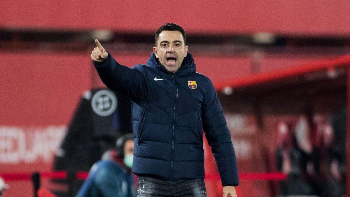 Xavi Hernández durante el duelo entre Mallorca y Barça
