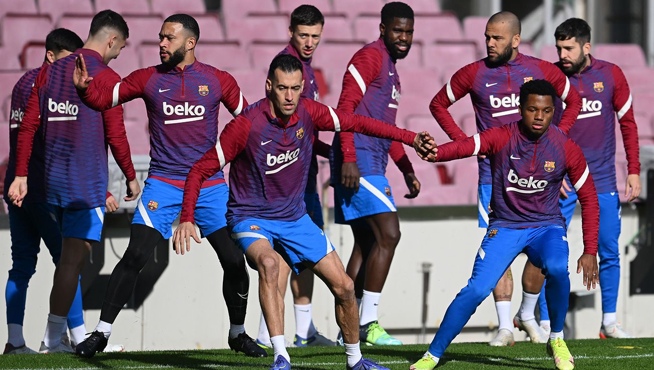 FC Barcelona en una sesion de entrenamiento