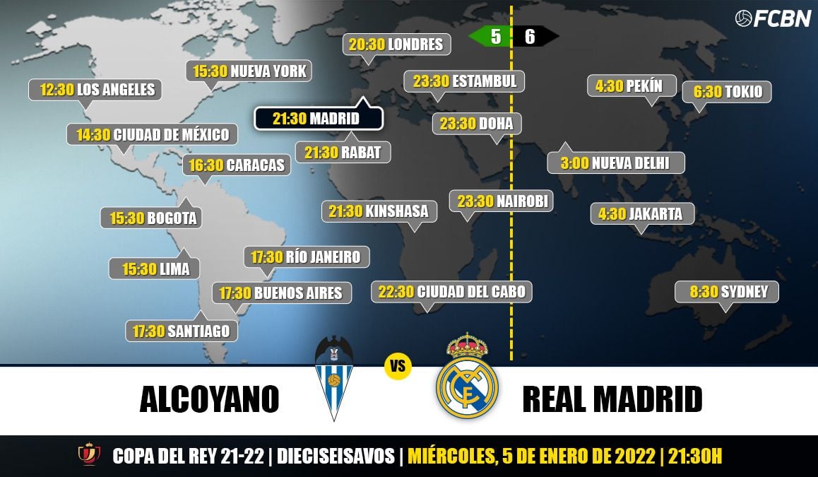 Horarios y TV del Alcoyano vs Real Madrid de la Copa del Rey