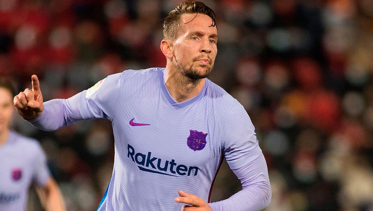 Luuk de Jong celebra su gol ante el Mallorca