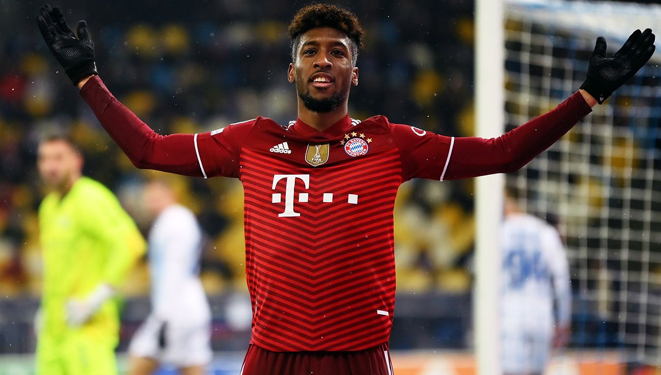 Kingsley Coman celebrating a goal