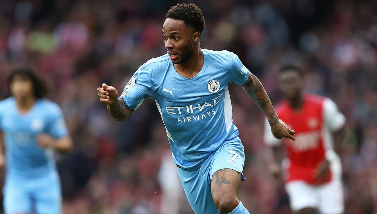 Raheem Sterling in a match against Arsenal
