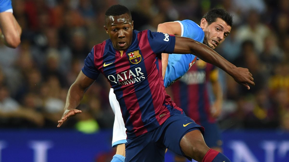 Adama Traoré en un partido con el Barça en 2014