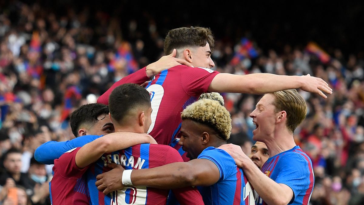 Los jugadores del Barça celebran un gol