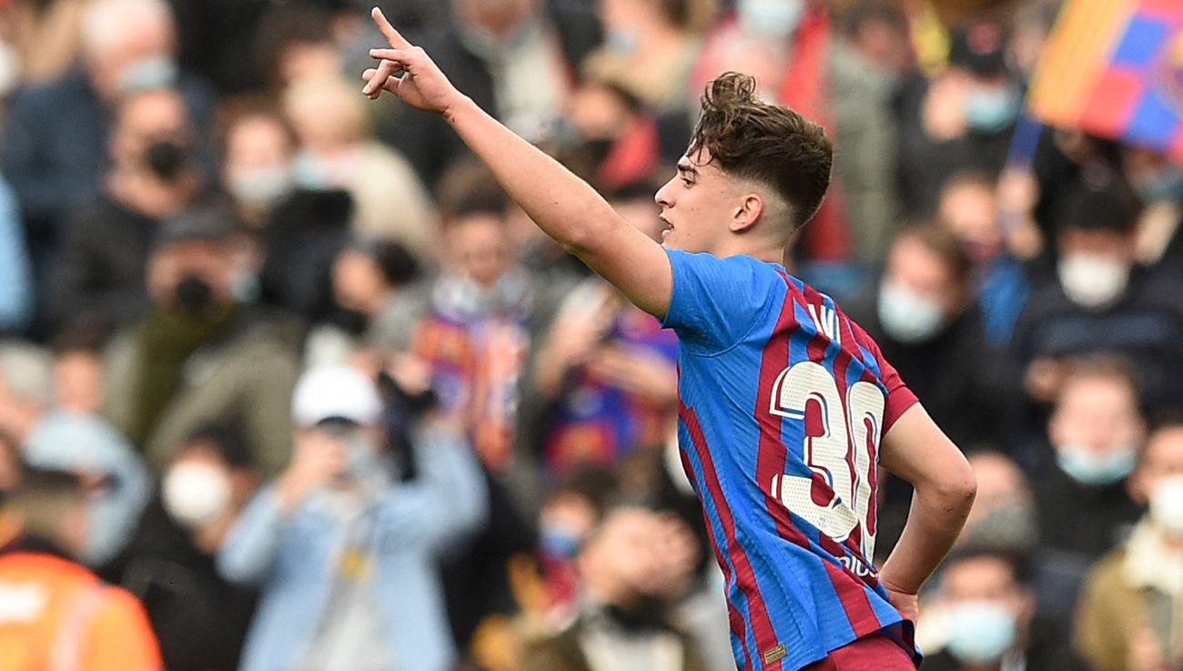 Gavi celebrating his goal against Atlético de Madrid