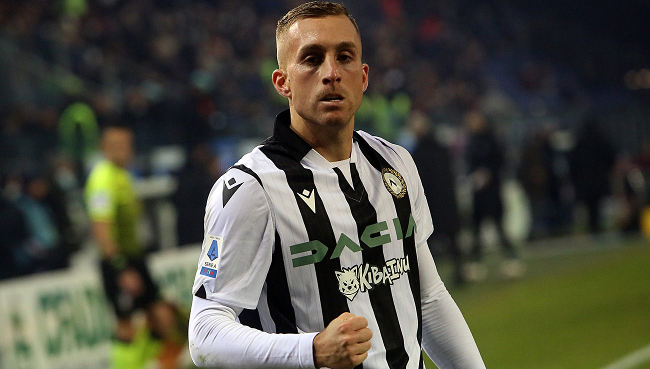 Deulofeu celebrando un gol con el Udinese